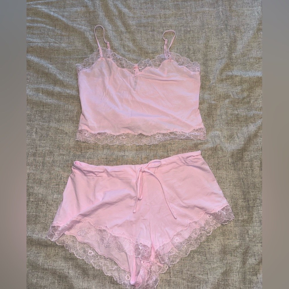 Skims Cotton lace cami and short set size medium